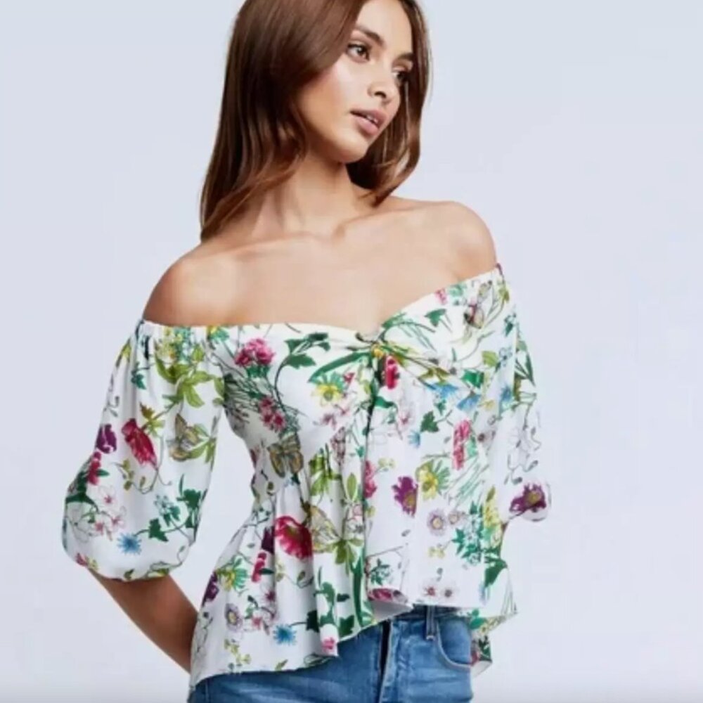 The height of femininity: L'Agence Elena off-shoulder silk top! NWT, XS